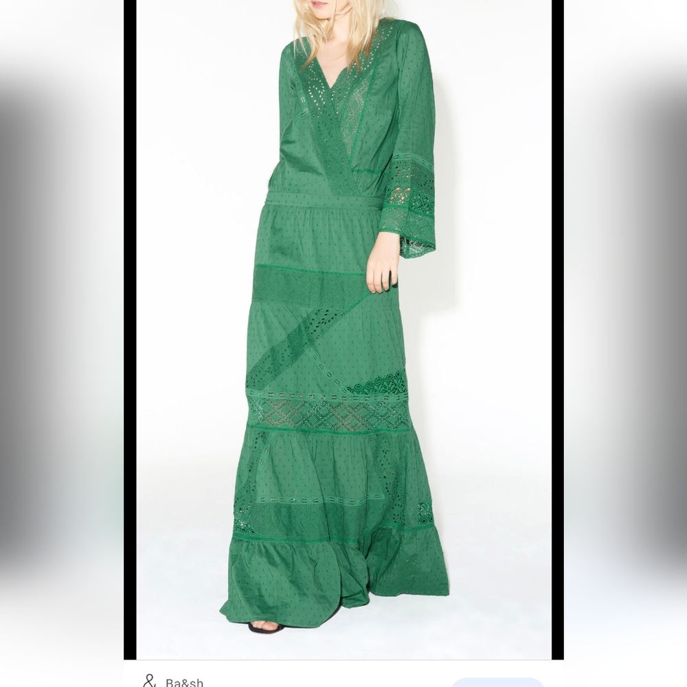 Long dress green Ba&Sh trendy boheme size S